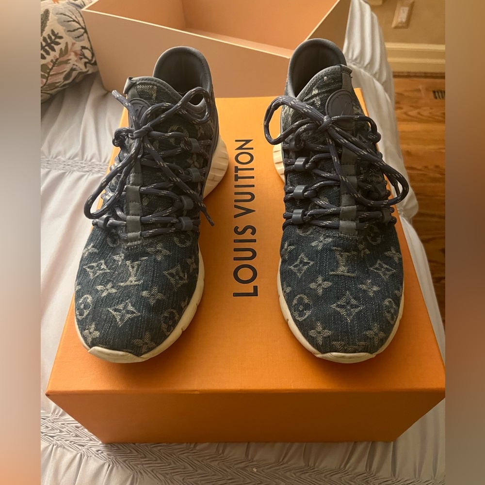 Louis Vuitton Blue Denim Monogram Fast Lane Sneakers